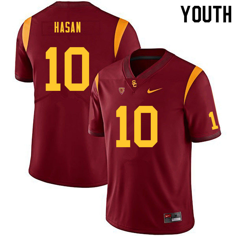 Youth #10 Mo Hasan USC Trojans College Football Jerseys Sale-Cardinal